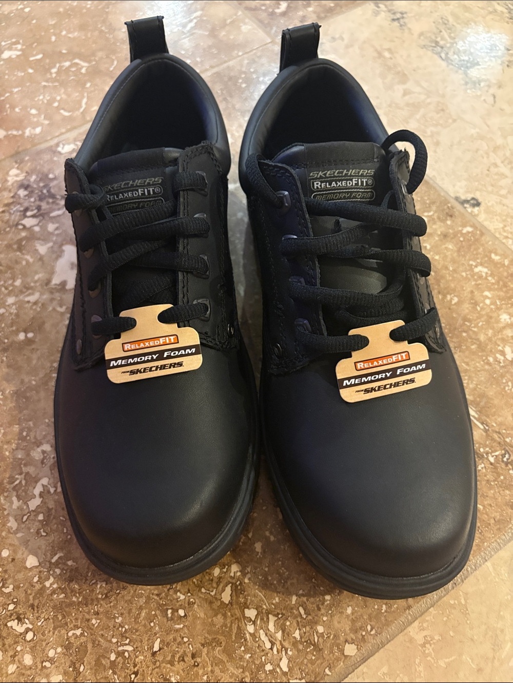 Skechers Black Men's Relaxed Fit Lace-Up Work Oxfords